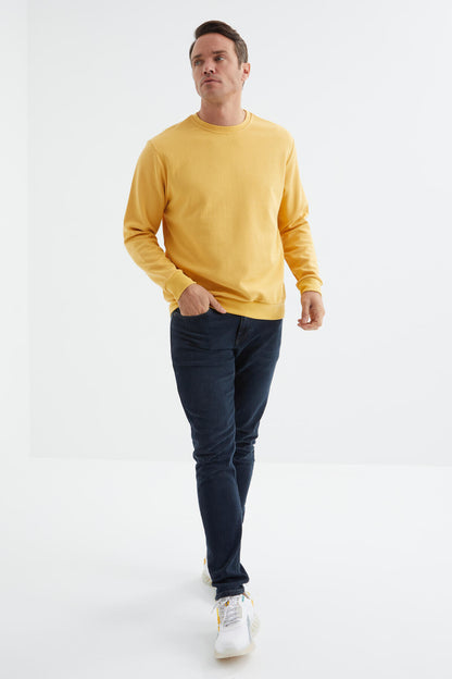 Mustard Basic O Collar Comfort Fit Men's Sweatshirt - 88053