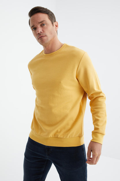 Mustard Basic O Collar Comfort Fit Men's Sweatshirt - 88053