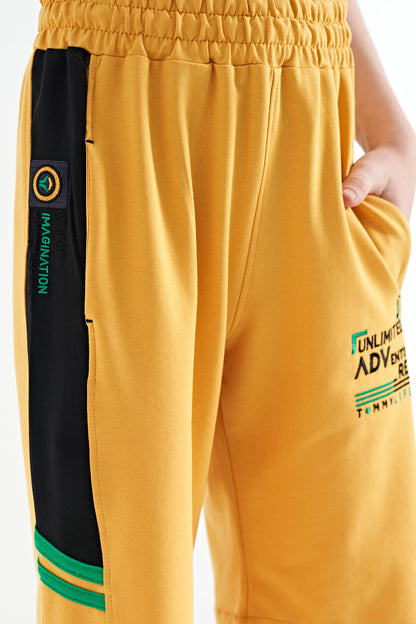 Mustard Embroidered Pattern Laced Standard Fit Boys Shorts - 11124