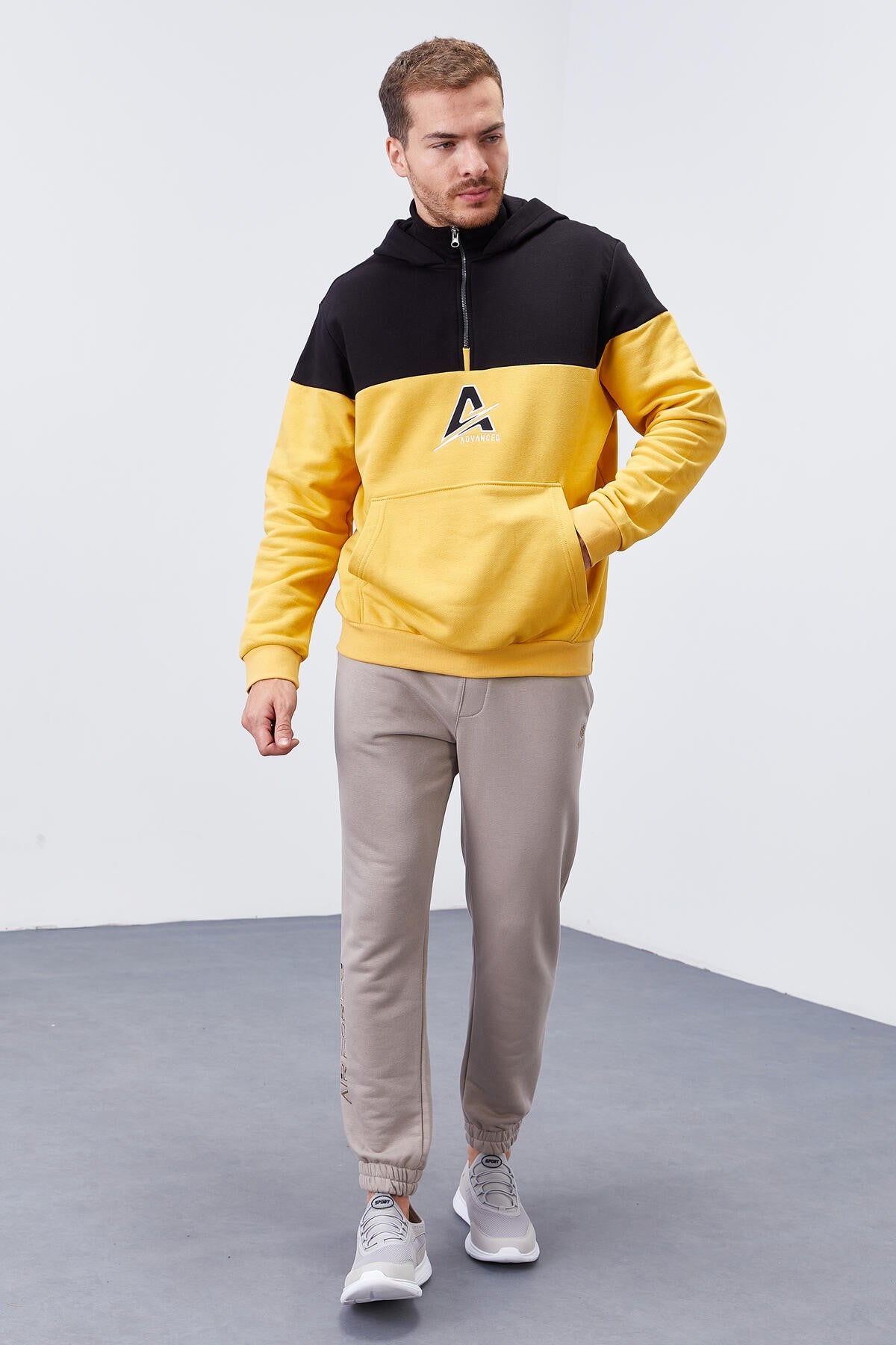 Mustard Men's Half-Zip Standard Fit Hooded Sweatshirt - 88033