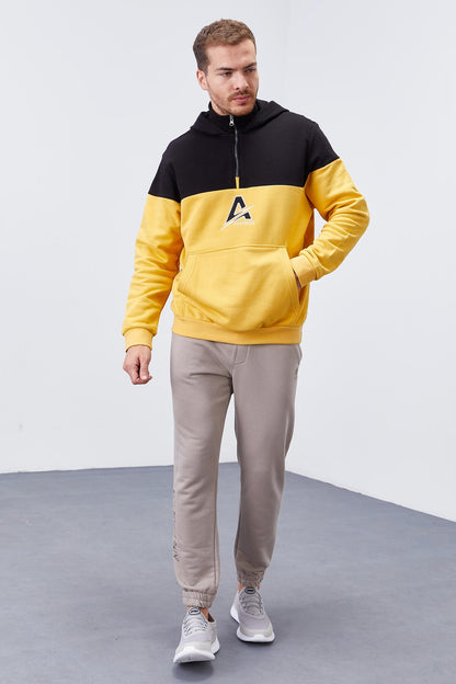 Mustard Men's Half-Zip Standard Fit Hooded Sweatshirt - 88033