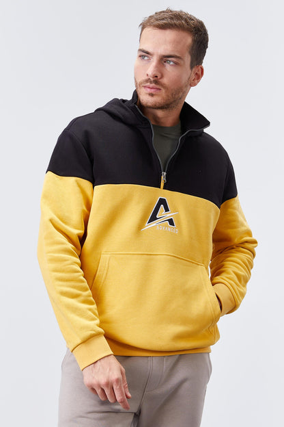 Mustard Men's Half-Zip Standard Fit Hooded Sweatshirt - 88033