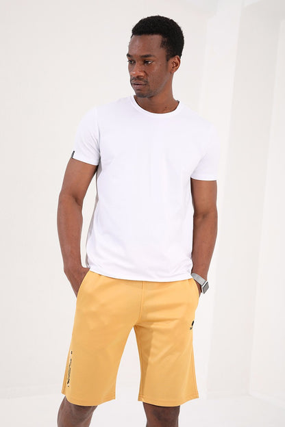 Mustard Single Zipper Pocket Detailed Laced Standard Fit Men's Shorts - 81202