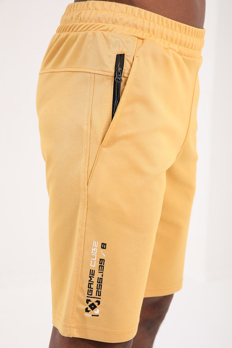 Mustard Single Zipper Pocket Detailed Laced Standard Fit Men's Shorts - 81202