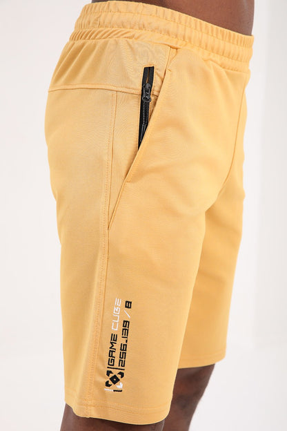Mustard Single Zipper Pocket Detailed Laced Standard Fit Men's Shorts - 81202