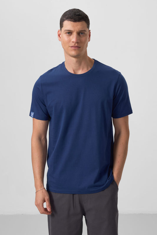 Indigo Men's Basic Short Sleeve Regular Fit O Collar T-shirt - 87911