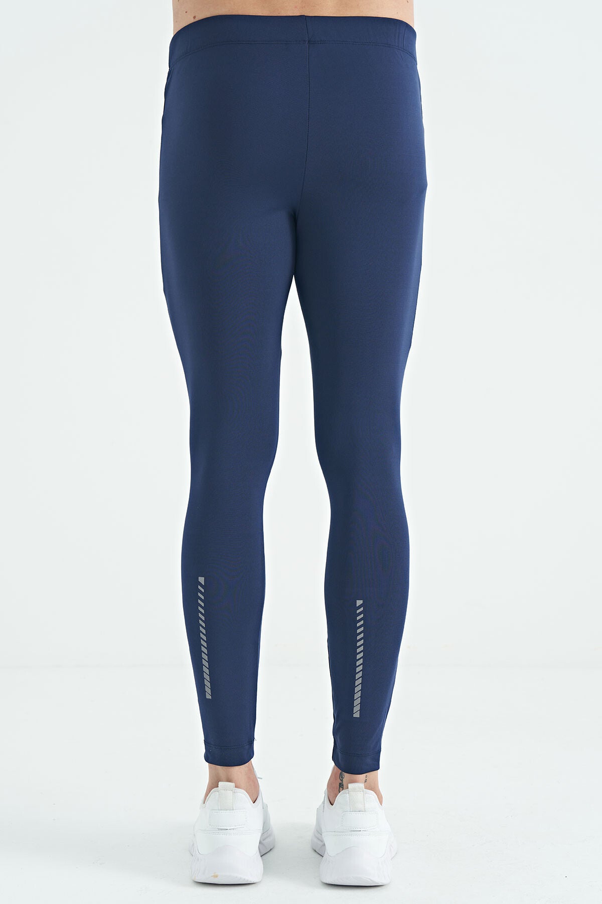Indigo Back Ankle Print Detailed High Waist Slim Fit Active Sports Men's Tights - 84988
