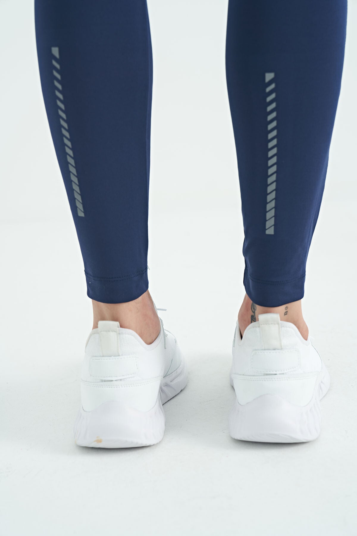 Indigo Back Ankle Print Detailed High Waist Slim Fit Active Sports Men's Tights - 84988