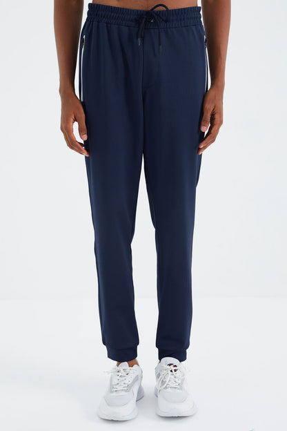 Indigo Laced Hip Detailed Relax Fit Men's Tracksuit Bottom - 84993