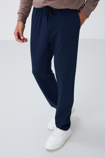 Indigo Laced Cuffed Standard Fit Classic Leg Men's Tracksuit Bottom - 84682