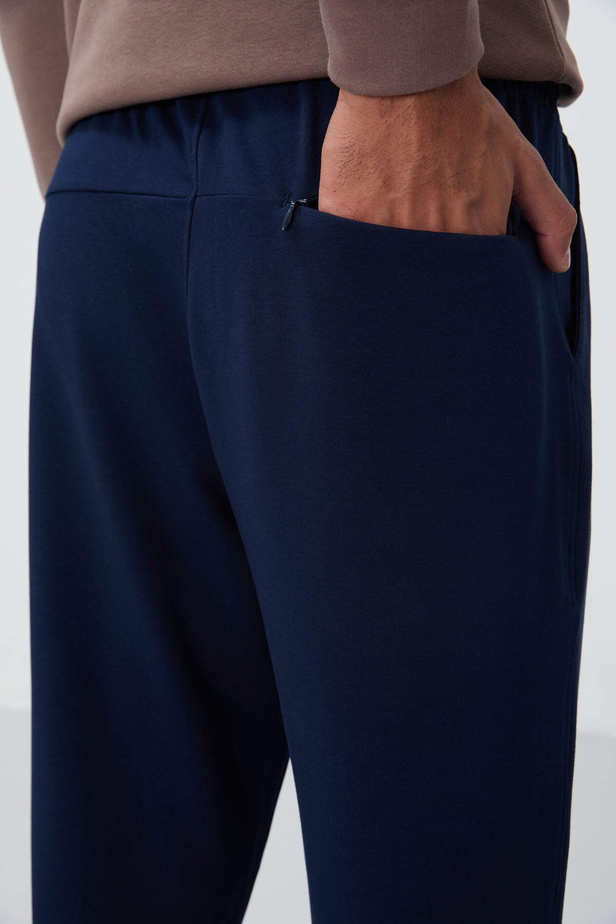 Indigo Laced Cuffed Standard Fit Classic Leg Men's Tracksuit Bottom - 84682