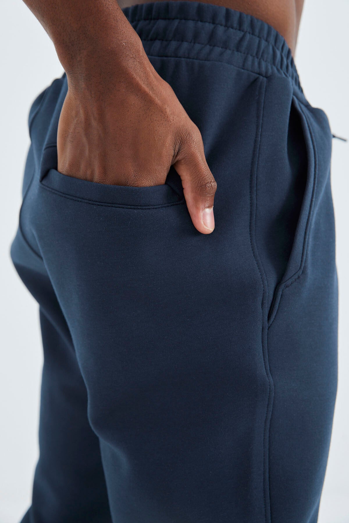 Indigo Laced Front Stitch Detailed Standard Fit Men's Tracksuit Bottom - 84994