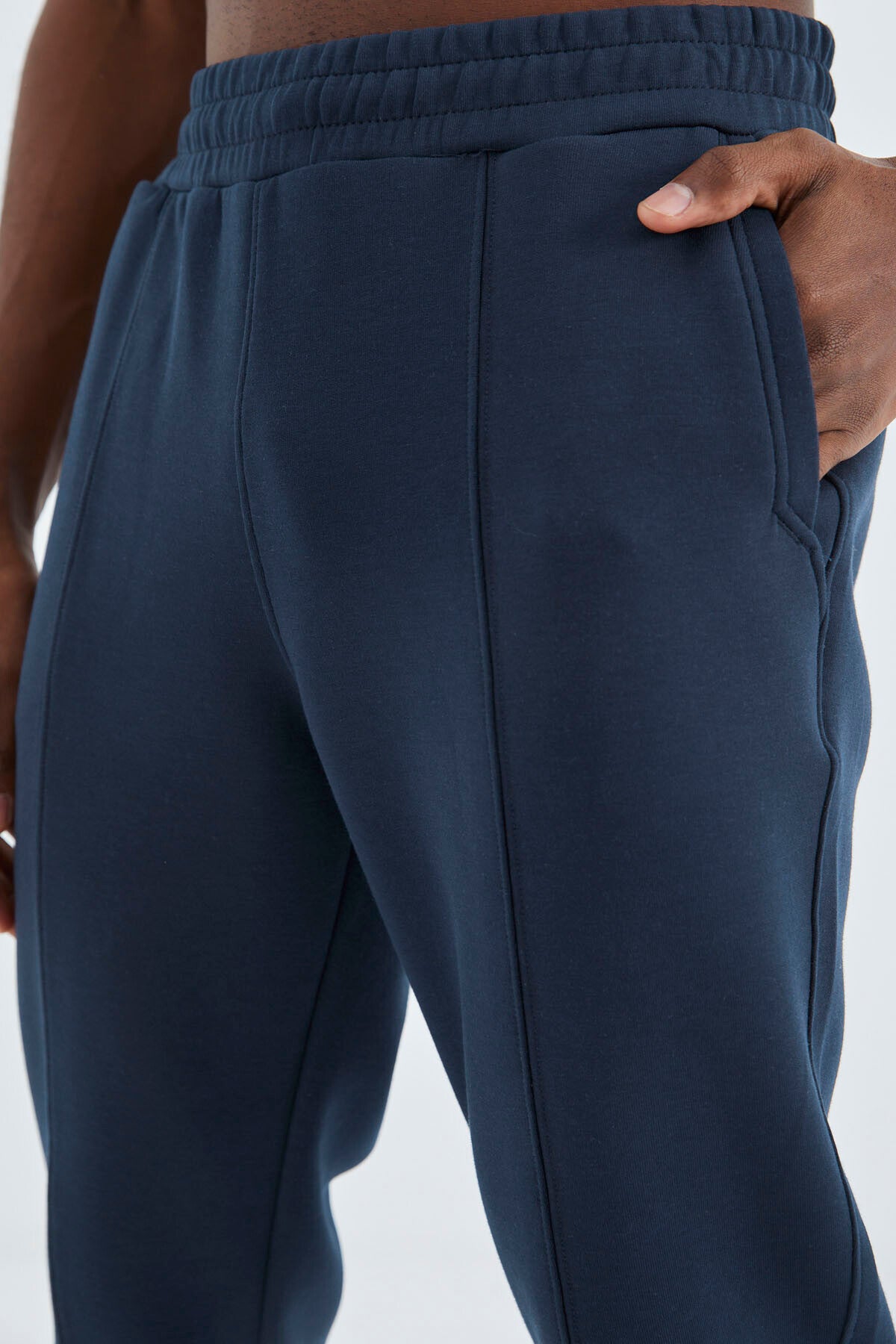 Indigo Laced Front Stitch Detailed Standard Fit Men's Tracksuit Bottom - 84994