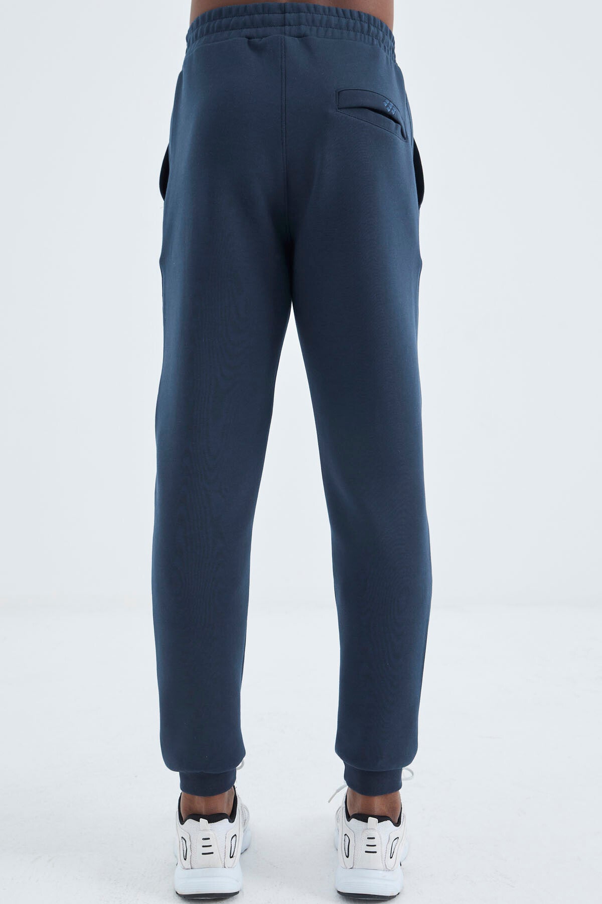 Indigo Laced Front Stitch Detailed Standard Fit Men's Tracksuit Bottom - 84994