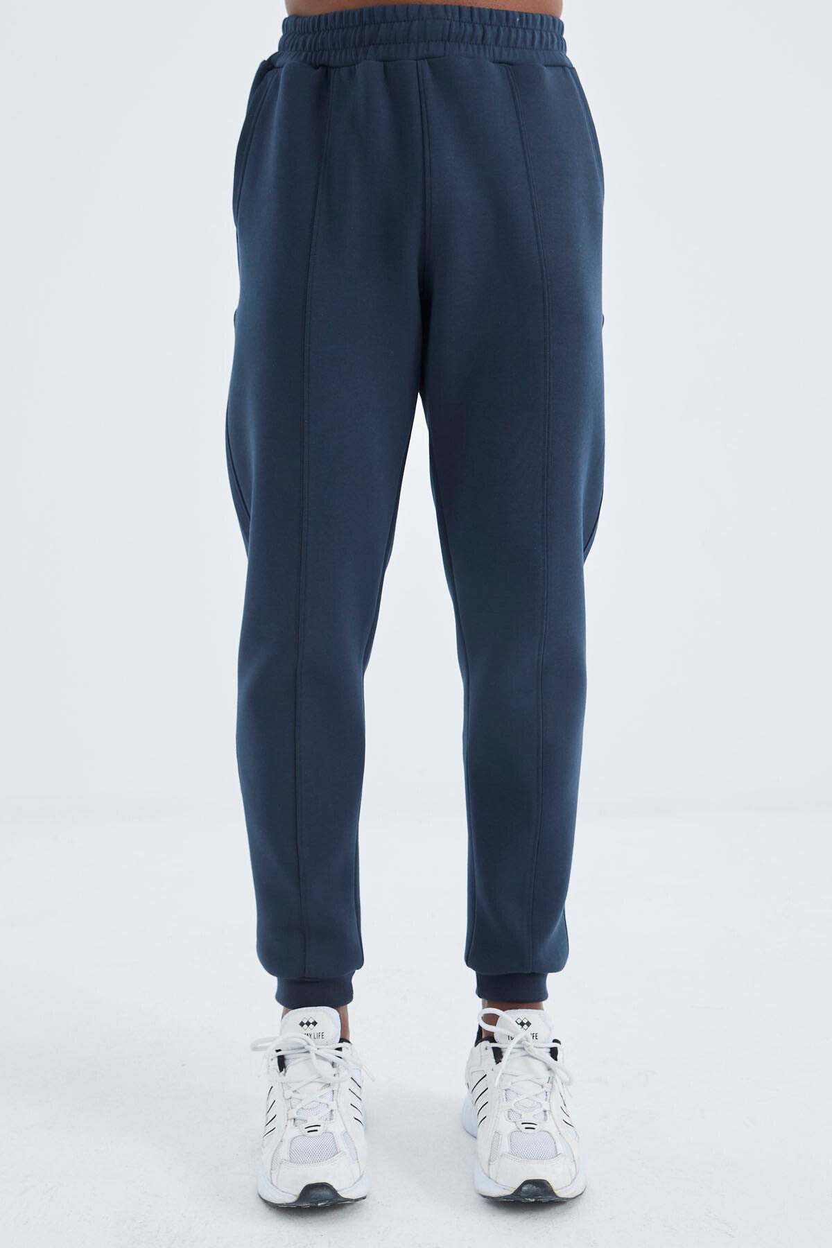 Indigo Laced Front Stitch Detailed Standard Fit Men's Tracksuit Bottom - 84994