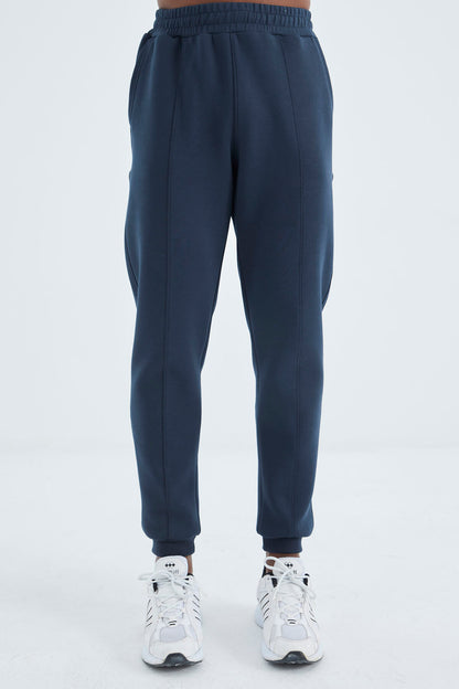 Indigo Laced Front Stitch Detailed Standard Fit Men's Tracksuit Bottom - 84994