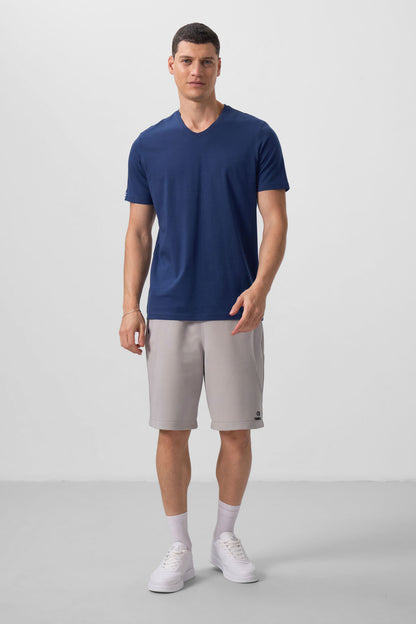 Indigo Basic Short Sleeve Standard Fit V-Neck Men's T-Shirt - 87912