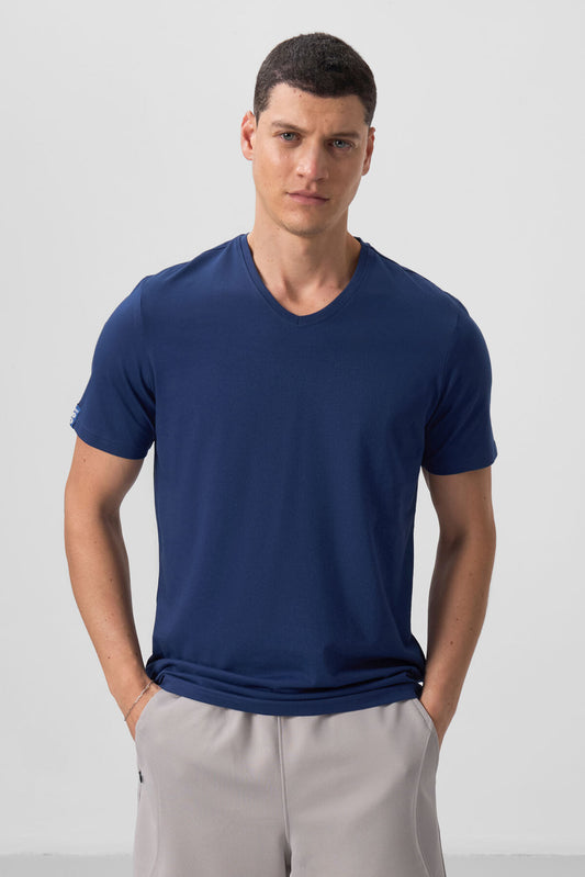 Indigo Basic Short Sleeve Standard Fit V-Neck Men's T-Shirt - 87912