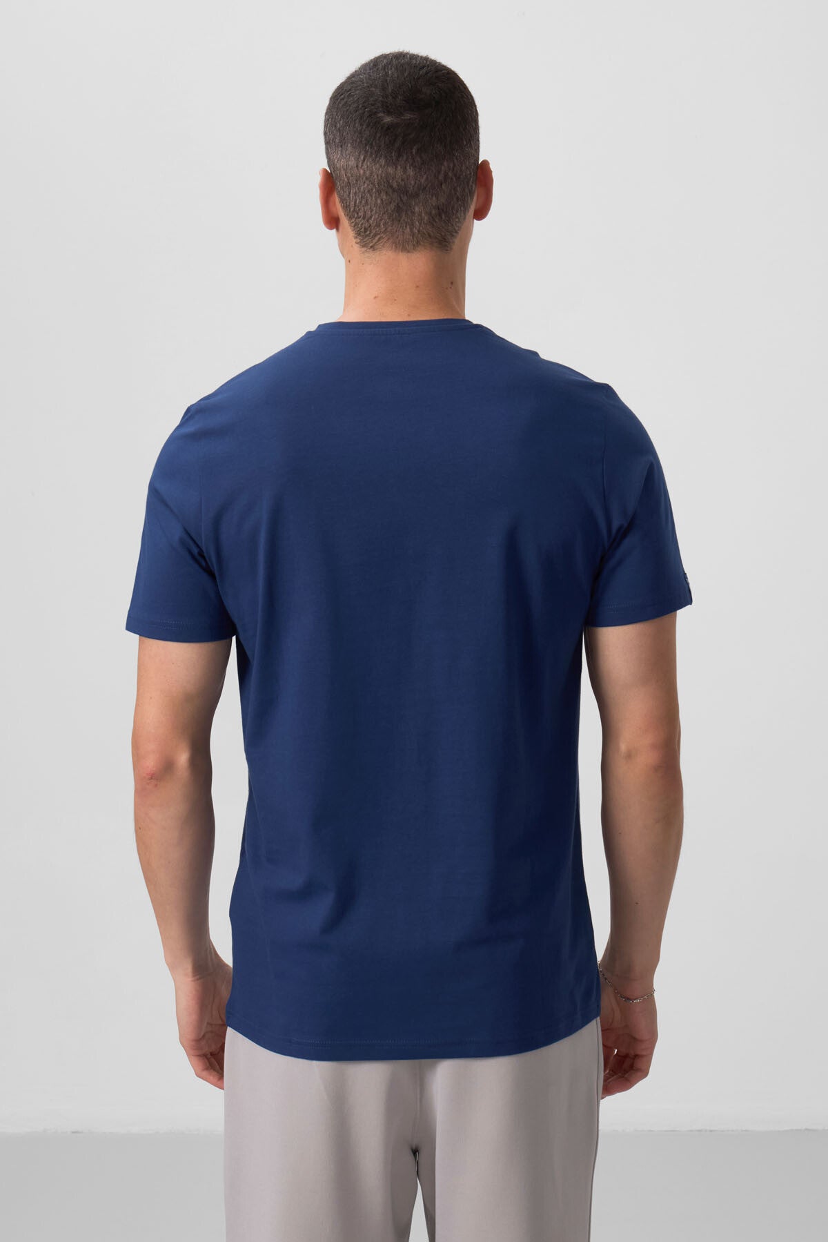 Indigo Basic Short Sleeve Standard Fit V-Neck Men's T-Shirt - 87912