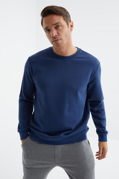Indigo Basic O Collar Comfort Fit Men's Sweatshirt - 88053