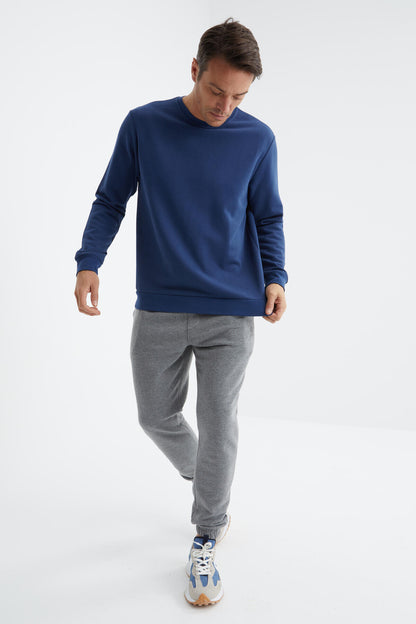 Indigo Basic O Collar Comfort Fit Men's Sweatshirt - 88053