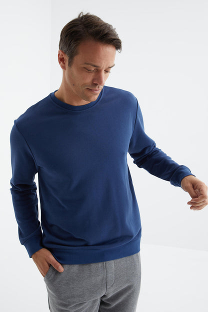 Indigo Basic O Collar Comfort Fit Men's Sweatshirt - 88053
