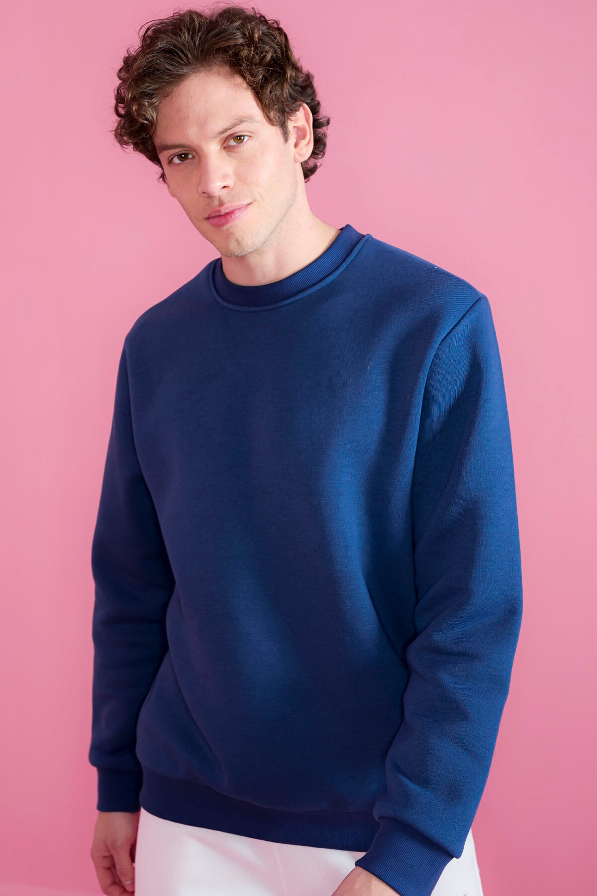 Indigo Basic O Collar Comfort Fit Men's Sweatshirt - 88053