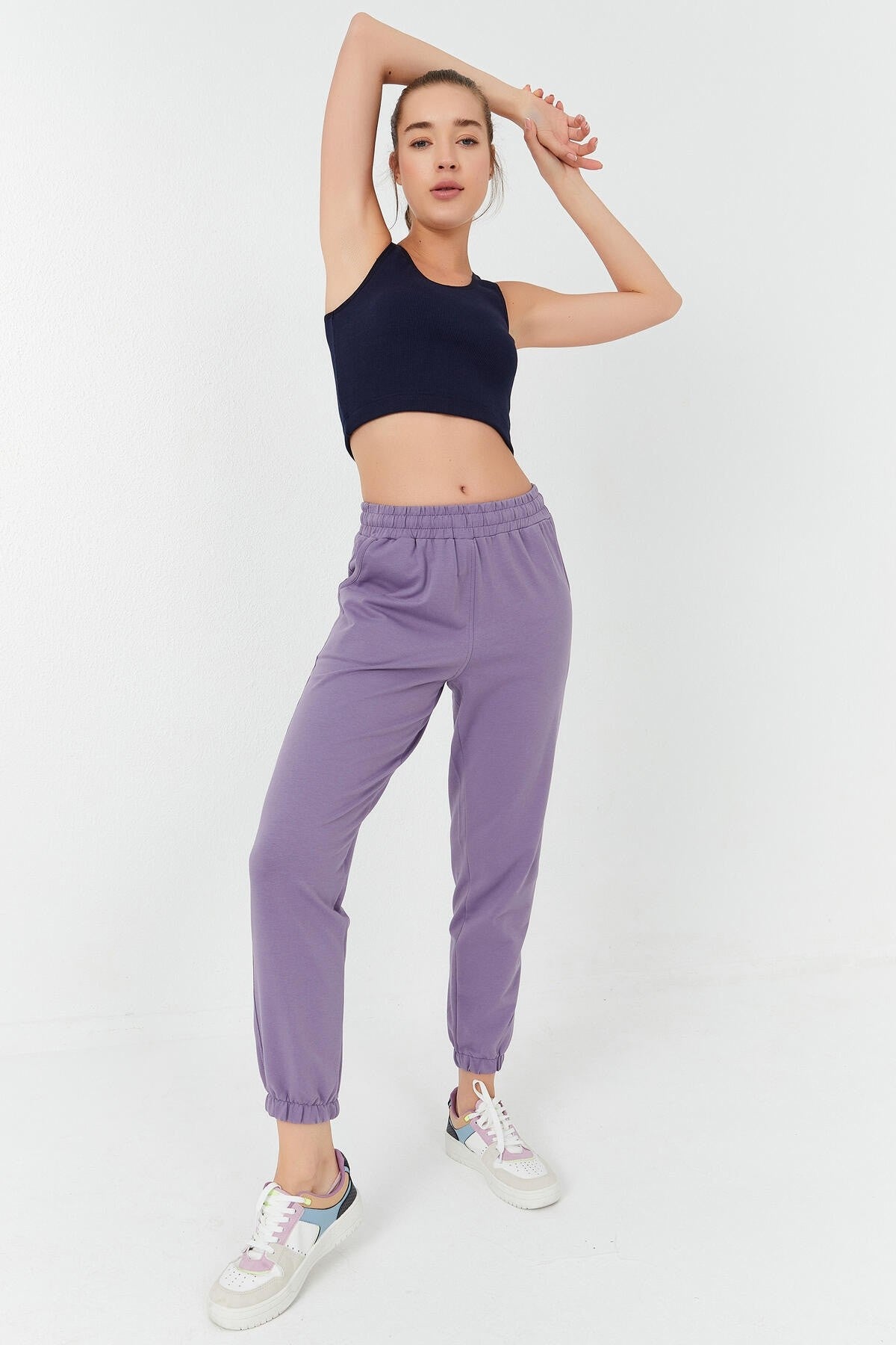 Indigo Basic Zero Sleeve Narrow Fit U Neck Women's Crop Top Singlet - 97160