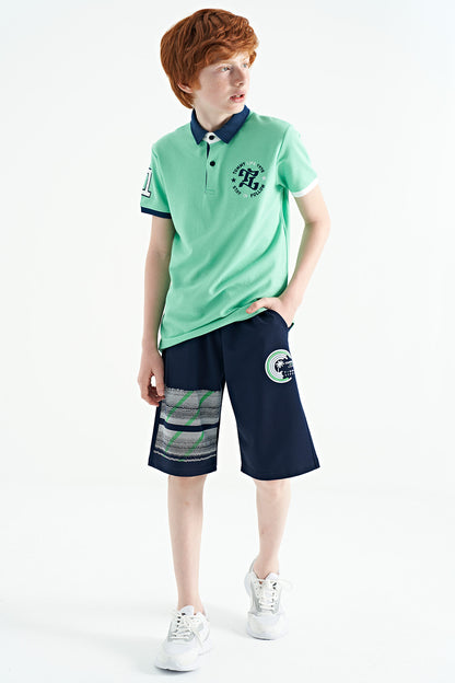 Indigo Print Detailed Laced Standard Fit Boys Shorts - 11125