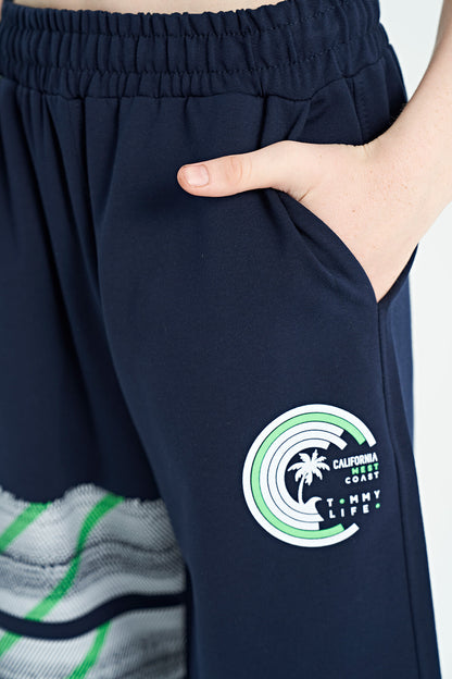 Indigo Print Detailed Laced Standard Fit Boys Shorts - 11125