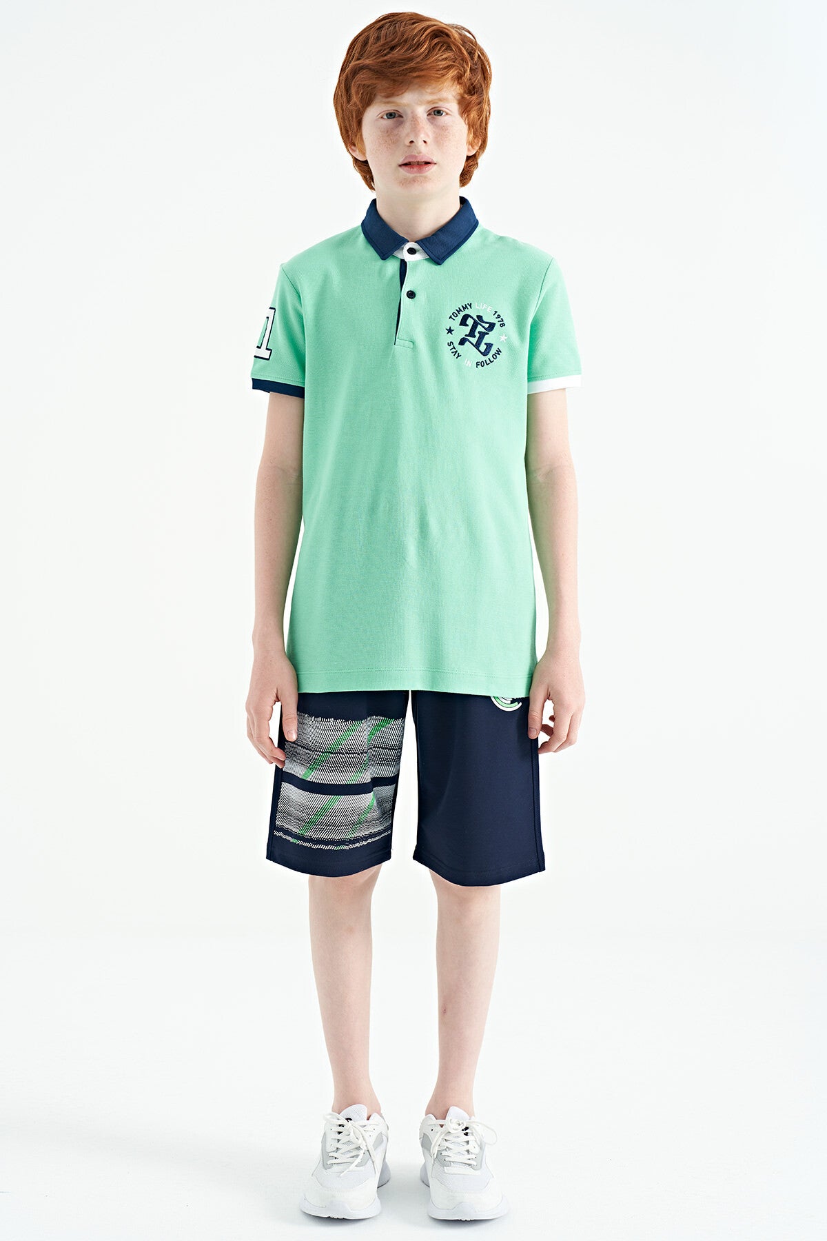 Indigo Print Detailed Laced Standard Fit Boys Shorts - 11125