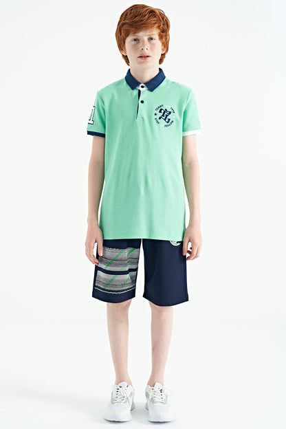 Indigo Print Detailed Laced Standard Fit Boys Shorts - 11125