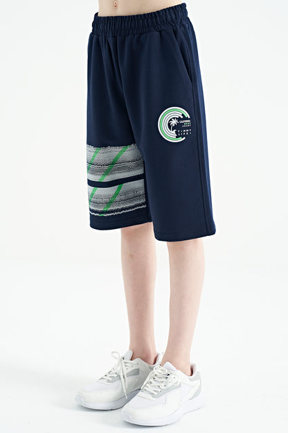 Indigo Print Detailed Laced Standard Fit Boys Shorts - 11125