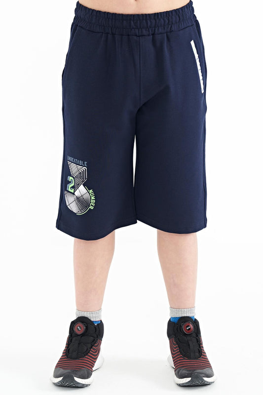 Indigo Printed Detailed Laced Standard Fit Boys Shorts - 11128