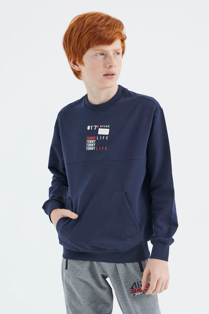 Indigo Printed Boys' Sweatshirt - 11175