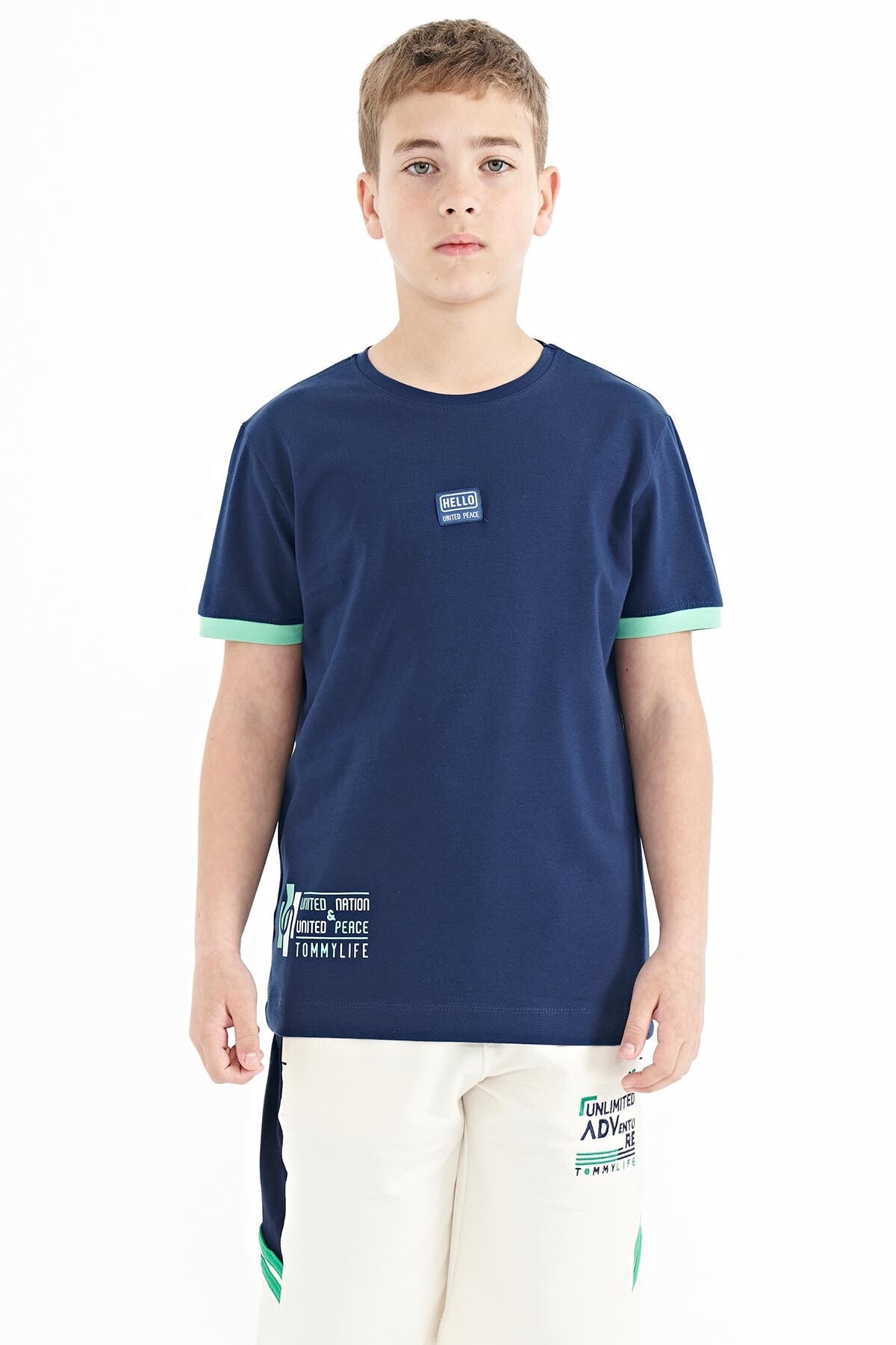 Indigo Printed Standard Fit O Collar Boys T-Shirt - 11097
