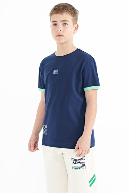Indigo Printed Standard Fit O Collar Boys T-Shirt - 11097