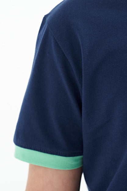 Indigo Printed Standard Fit O Collar Boys T-Shirt - 11097