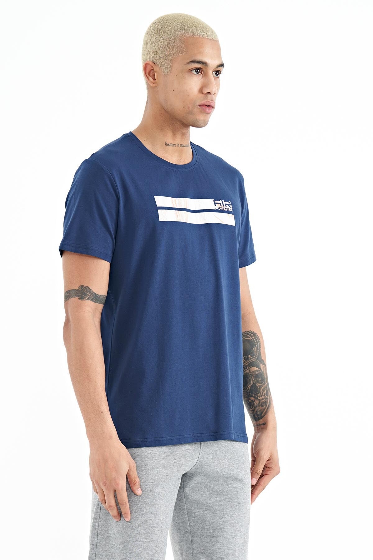 Peter Indigo O Collar Men's T-Shirt - 88204