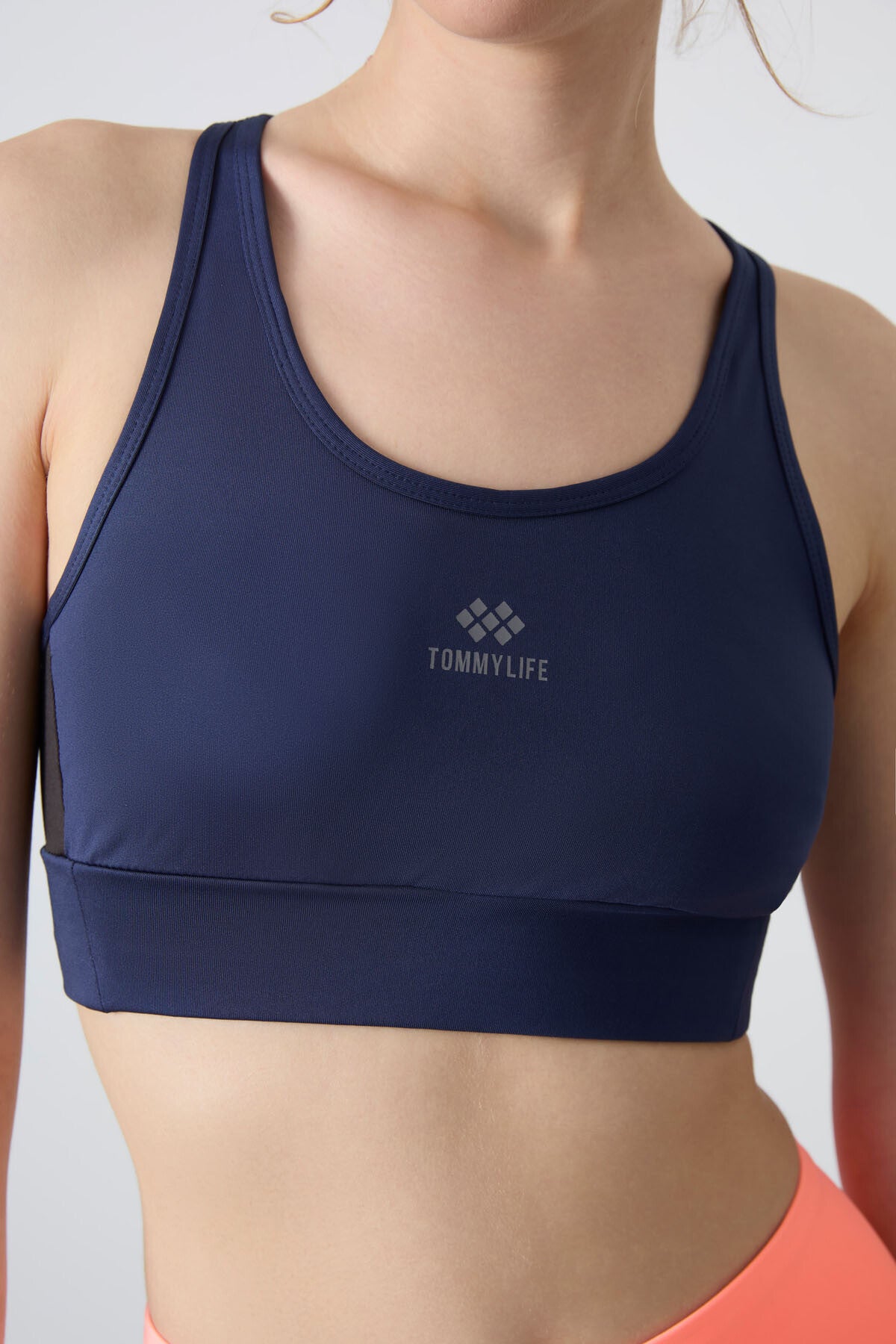 Indigo Cross Back Detailed Slim Fit U Collar Padded Women's Sports Bra - 97121