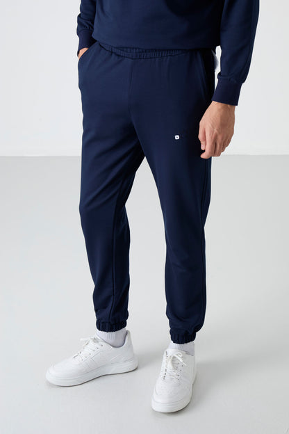 Indigo Casual O Collar Elastic Cuffed Cotton Men's Oversize Tracksuit Set - 85120