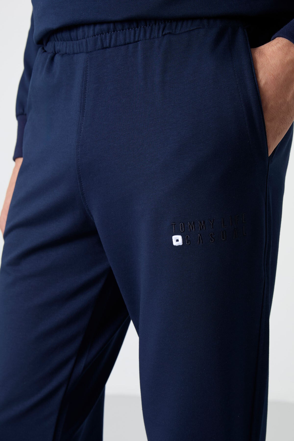 Indigo Casual O Collar Elastic Cuffed Cotton Men's Oversize Tracksuit Set - 85120