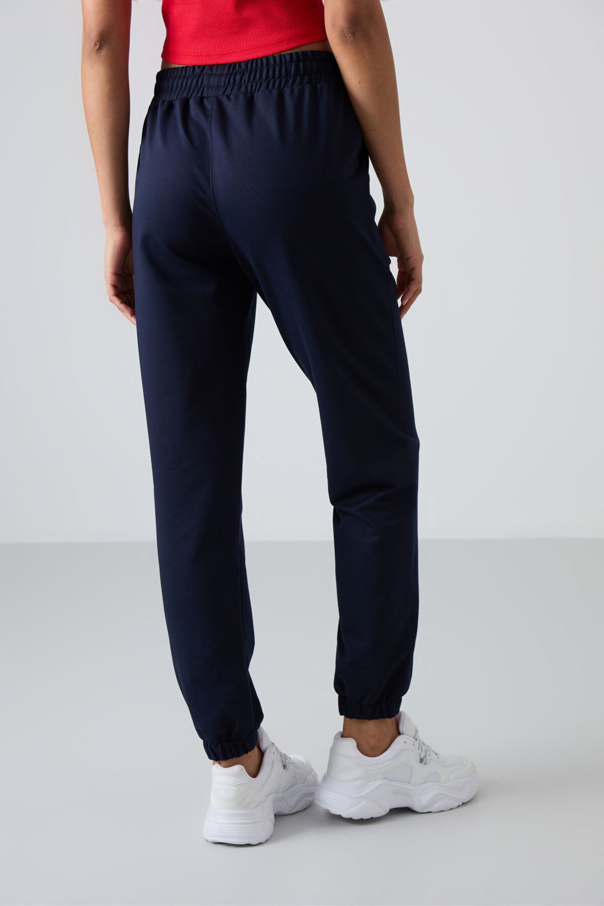 Indigo High Waist Comfort Fit Ribbed Cuff Women's Tracksuit Bottom - 94583