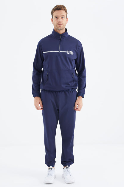 Indigo Stand Collar Men's Tracksuit Set - 85215