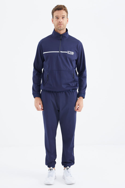 Indigo Stand Collar Men's Tracksuit Set - 85215