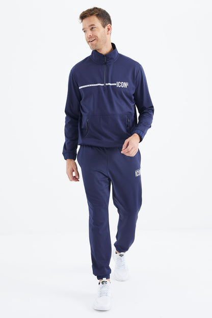 Indigo Stand Collar Men's Tracksuit Set - 85215