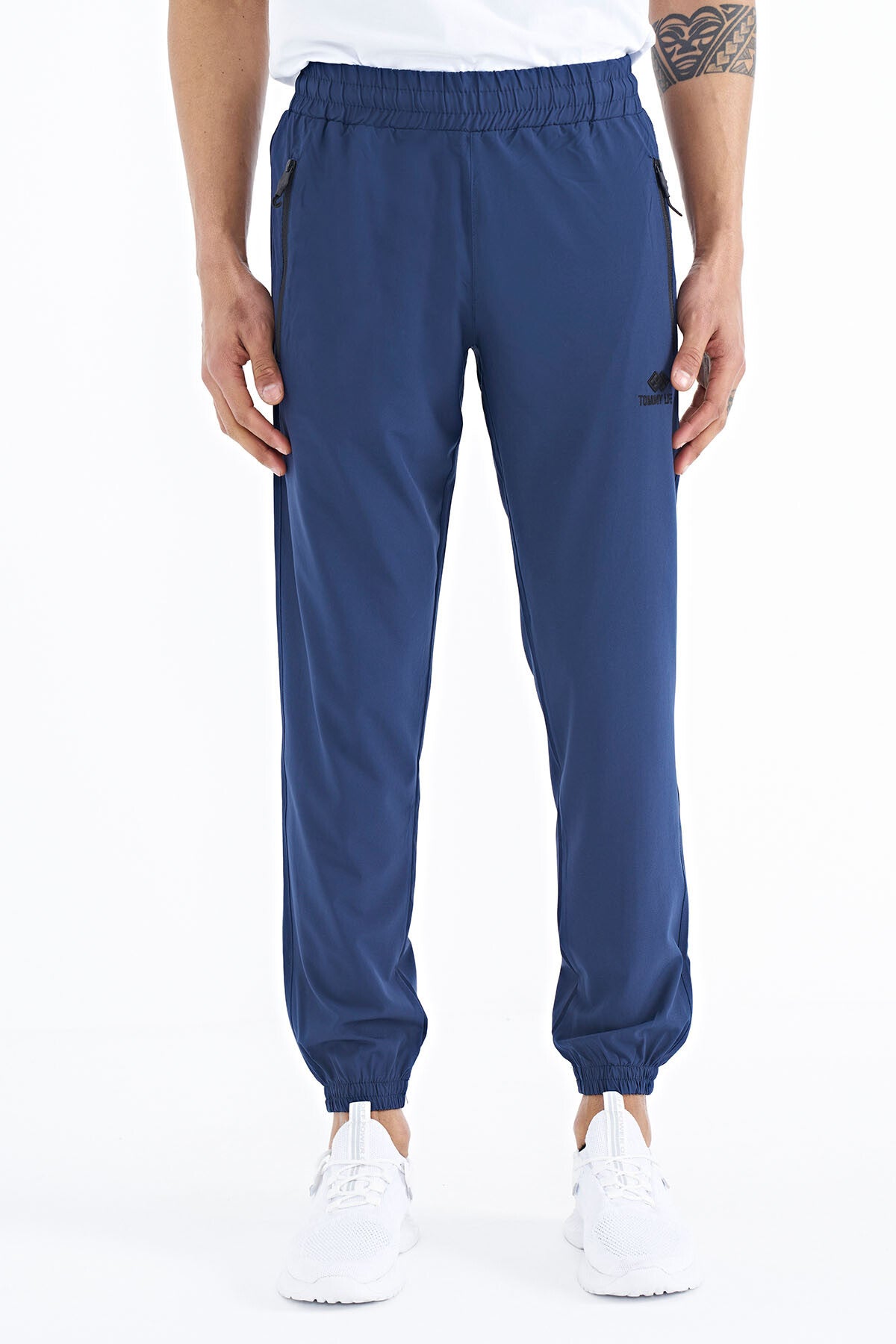 Indigo Men's Basic Pocketed Laced Comfort Fit Elastic Cuffed Tracksuit Bottom - 84826