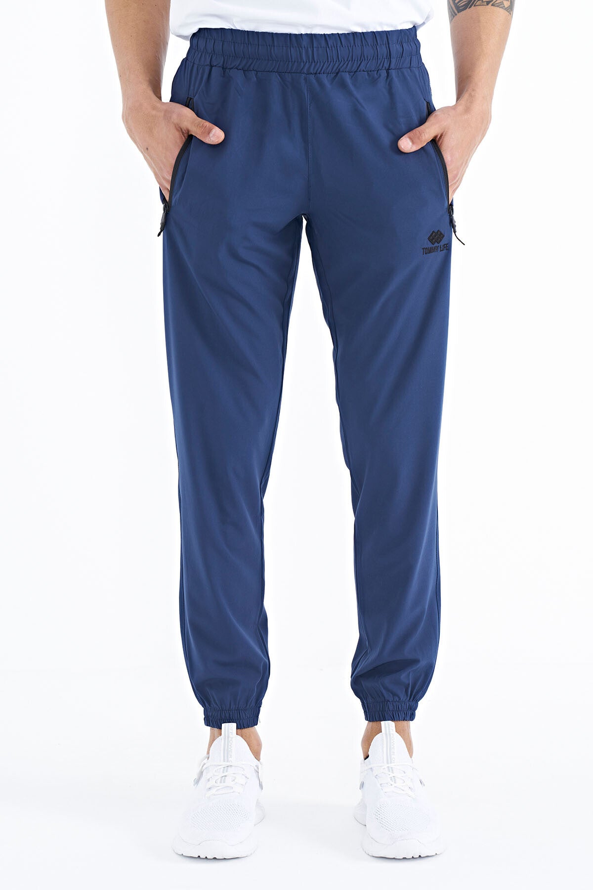 Indigo Men's Basic Pocketed Laced Comfort Fit Elastic Cuffed Tracksuit Bottom - 84826