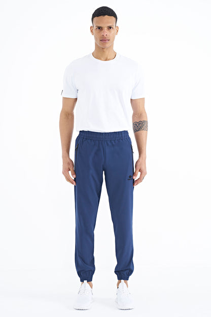 Indigo Men's Basic Pocketed Laced Comfort Fit Elastic Cuffed Tracksuit Bottom - 84826