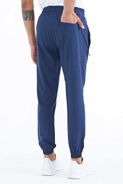 Indigo Men's Basic Pocketed Laced Comfort Fit Elastic Cuffed Tracksuit Bottom - 84826